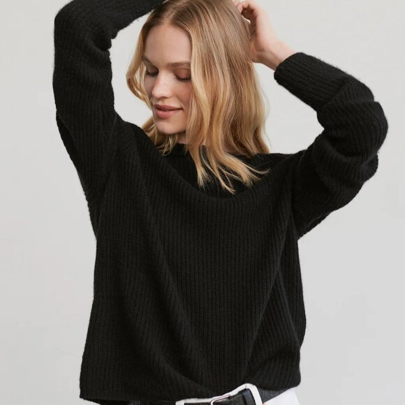 Jenni Kayne Cashmere Fisherman Sweater in Black S EEUC - Picture 2 of 8